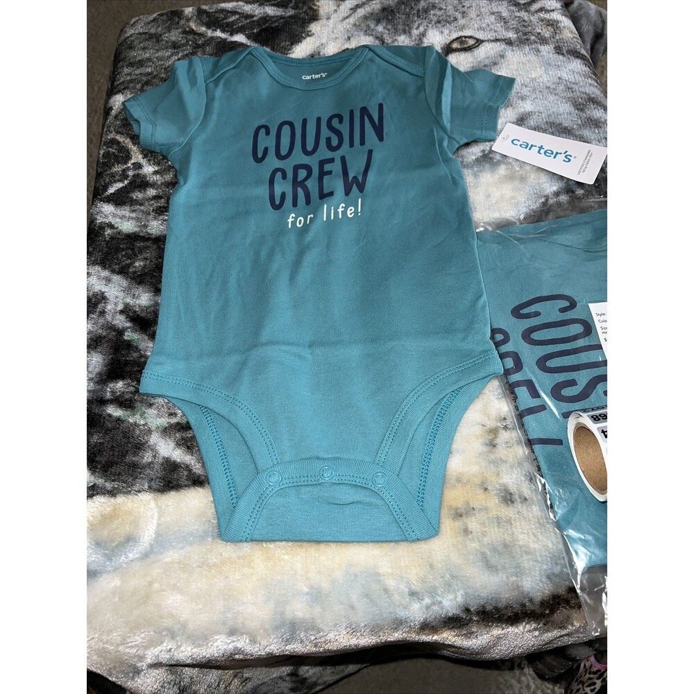 Carter's Boys Size 9m Graphic Bodysuit Short Sleeve COUSIN CREW for life. NWT